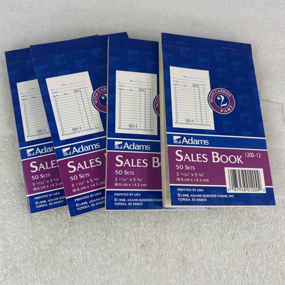 Adams 1200-12 General Purpose Sales Book 2-part 50 Sets Book, 4 Pack Carbonless